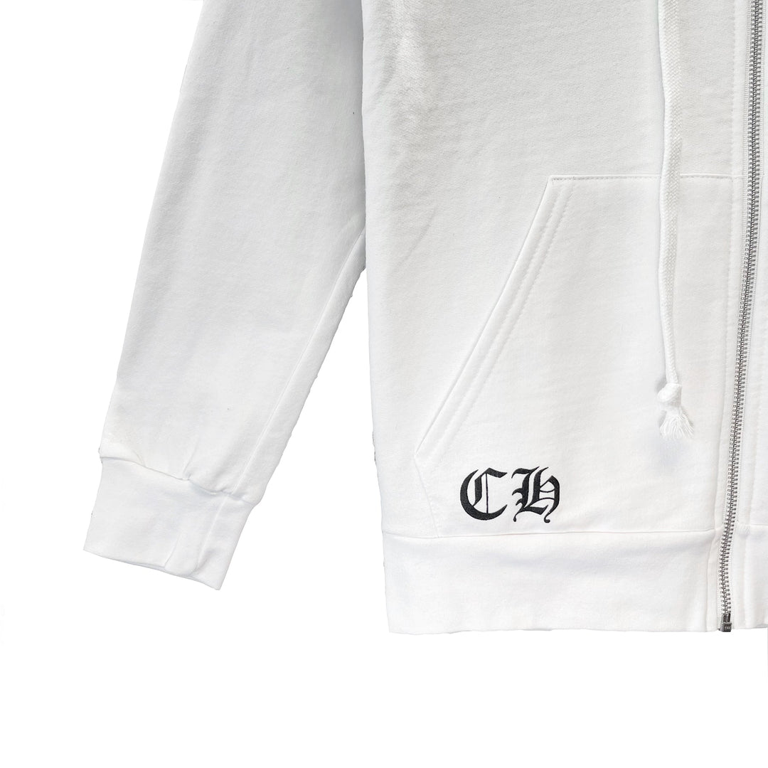 Chrome Hearts White USA Flag Logo Zip Up Hoodie - SHENGLI ROAD MARKET