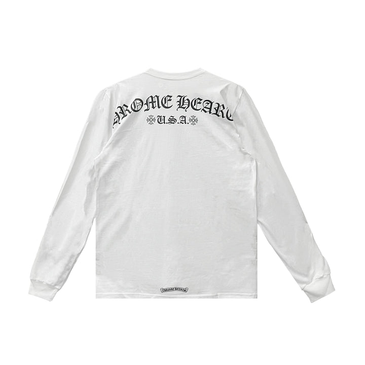 Chrome Hearts White USA Script Long Sleeve Tee - SHENGLI ROAD MARKET