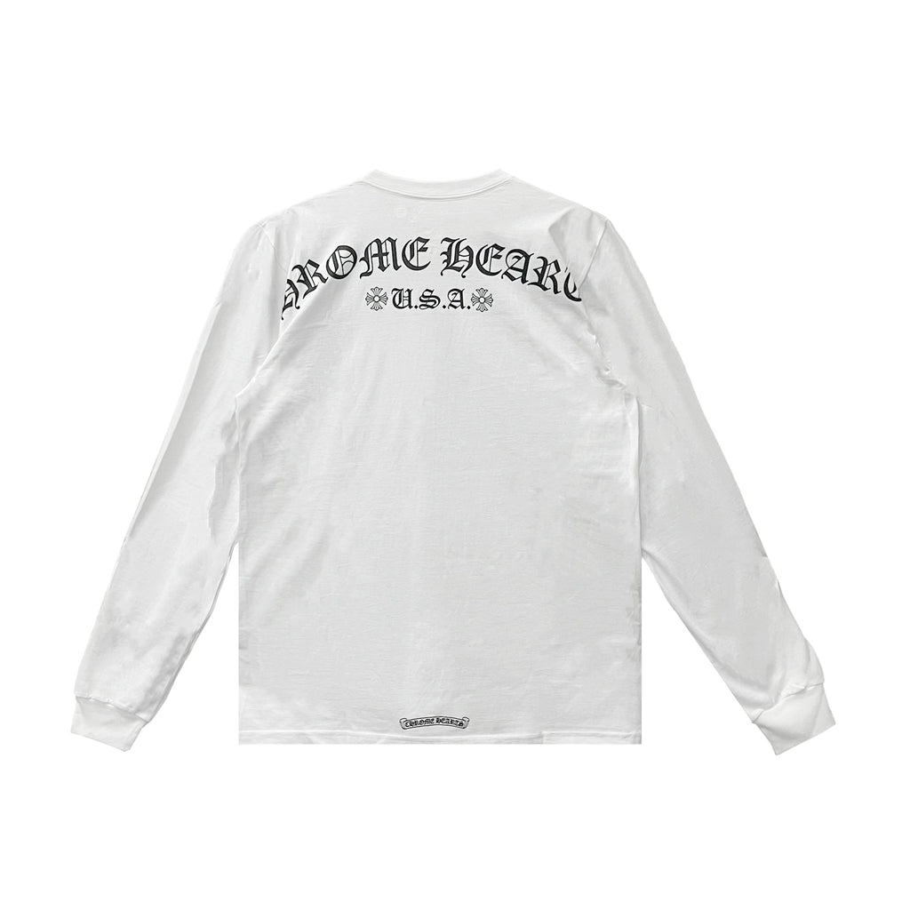 Chrome Hearts White USA Script Long Sleeve Tee - SRM – SHENGLI