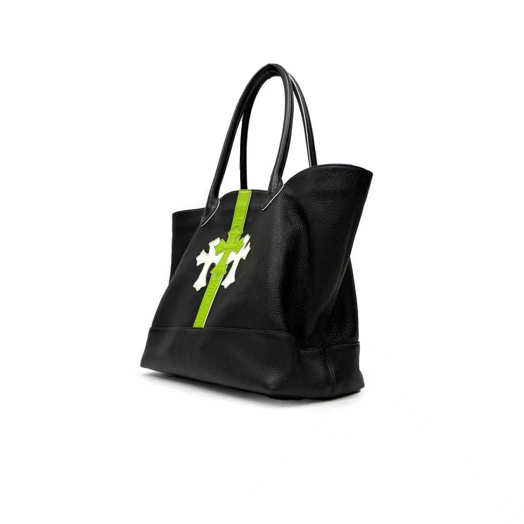 Chrome Hearts White&Green Cemetery Cross Leather Tote Bag - SHENGLI ROAD MARKET