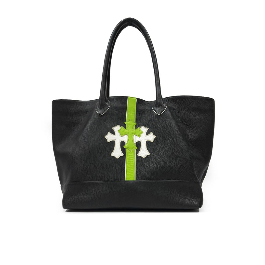 Chrome Hearts White&Green Cemetery Cross Leather Tote Bag - SHENGLI ROAD MARKET