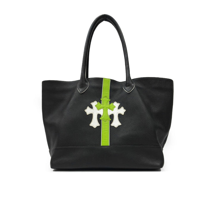 Chrome Hearts White&Green Cemetery Cross Leather Tote Bag - SHENGLI ROAD MARKET
