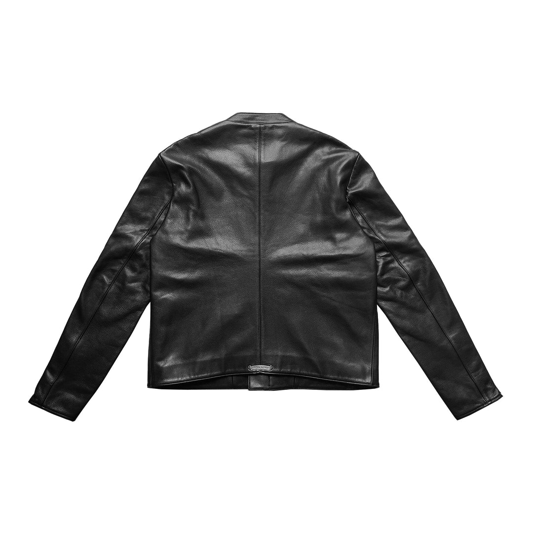 Chrome Hearts White&Pink Cross Leather Patch Black Jacket - SHENGLI ROAD MARKET