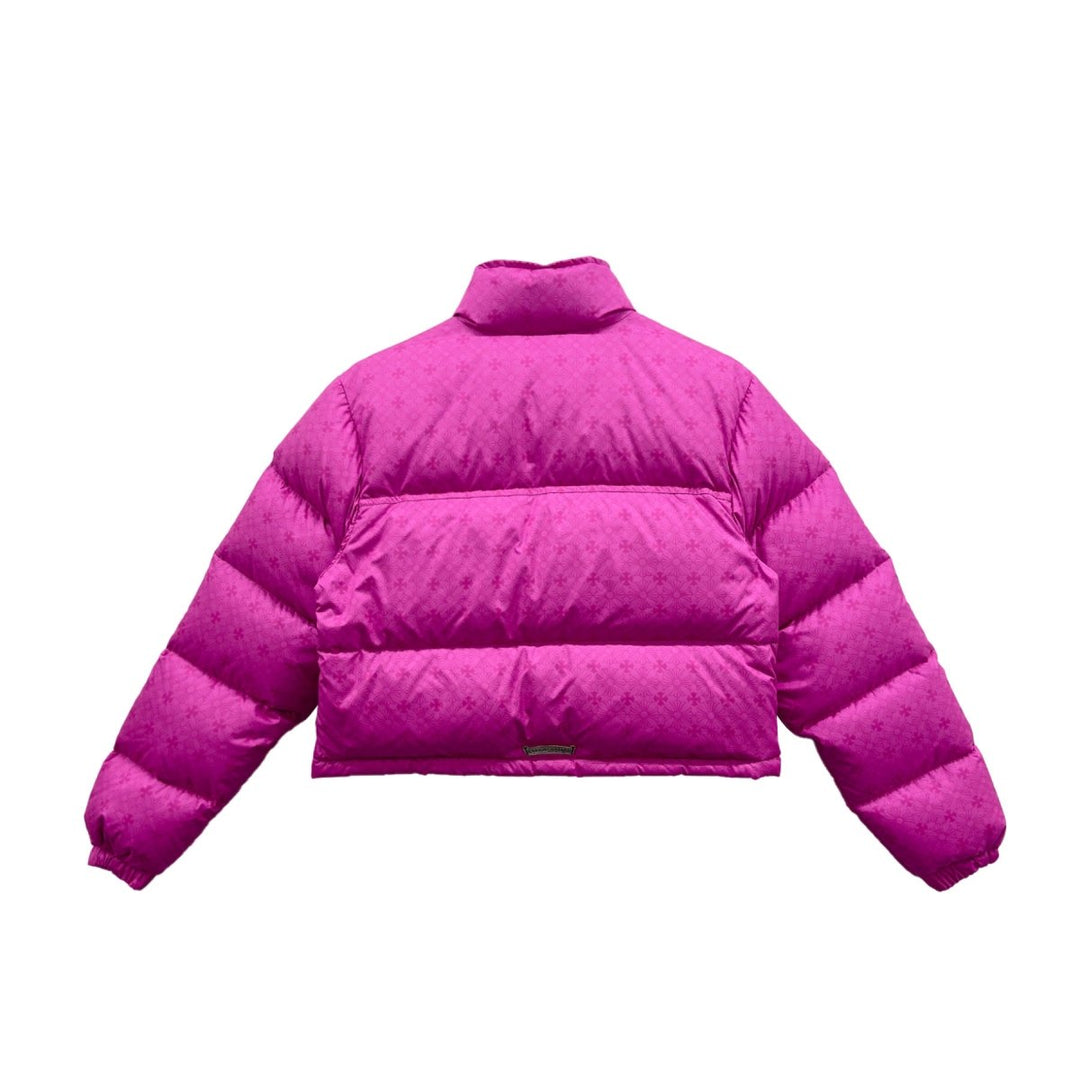 Chrome Hearts Women Pink Monogram Cropped Puffer Down Jacket - SHENGLI ROAD MARKET