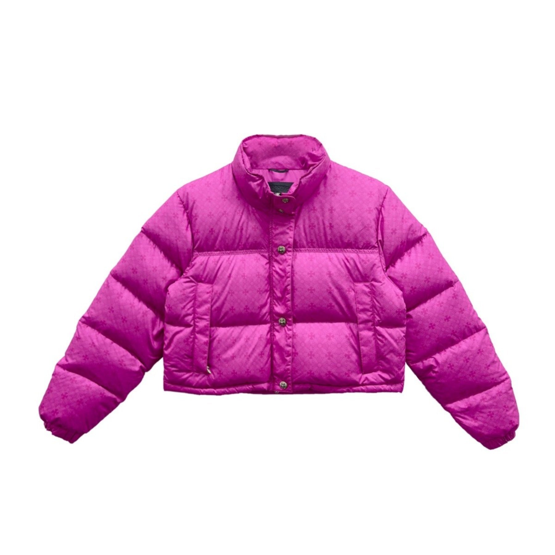 Chrome Hearts Women Pink Monogram Cropped Puffer Down Jacket - SRM