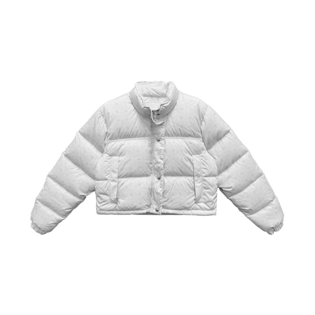 Chrome Hearts Women White Monogram Cropped Puffer Down Jacket - SHENGLI ROAD MARKET