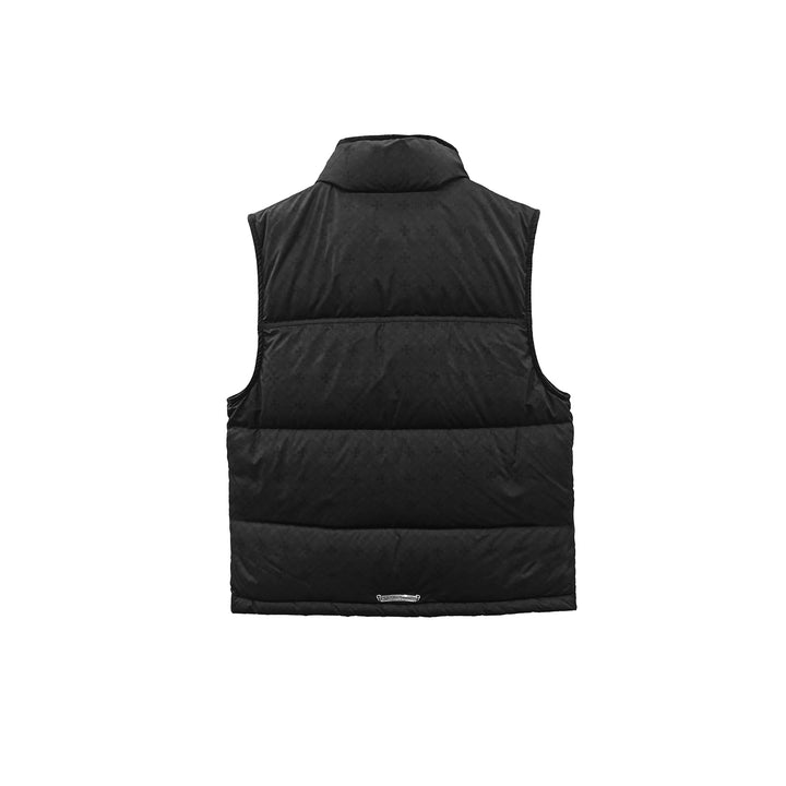 Chrome Hearts Women's Black Tonal Monogram Cross Pattern Puffer Down Vest - SHENGLI ROAD MARKET