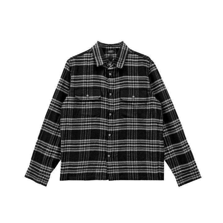 Chrome Hearts Work Dog Black&Gray Plaid Flannel Shirt - SHENGLI ROAD MARKET