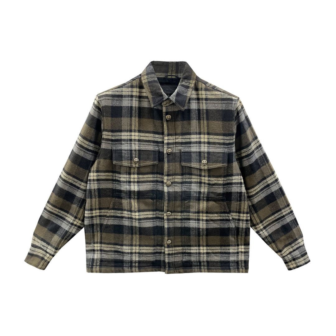 Chrome Hearts Work Dog Black&Green Plaid Flannel Shirt Jacket - SHENGLI ROAD MARKET