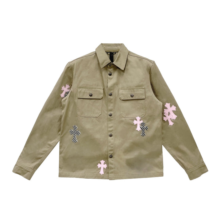 Chrome Hearts Work Dog Checkered&Pink Cross Patch Tan Jacket - SHENGLI ROAD MARKET