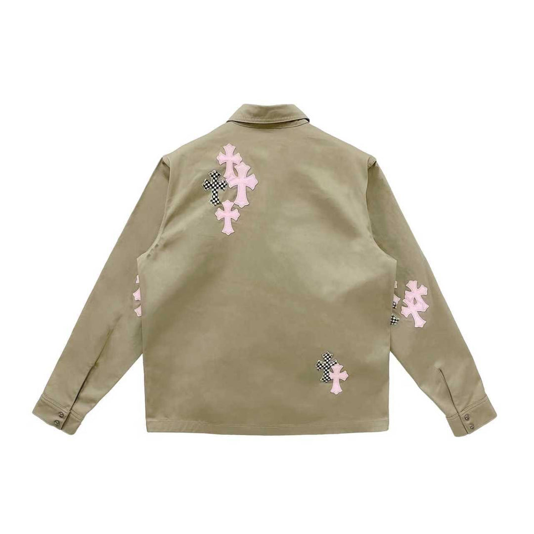 Chrome Hearts Work Dog Checkered&Pink Cross Patch Tan Jacket - SHENGLI ROAD MARKET