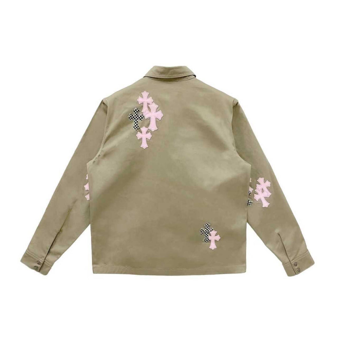 Chrome Hearts Work Dog Checkered&Pink Cross Patch Tan Jacket - SHENGLI ROAD MARKET