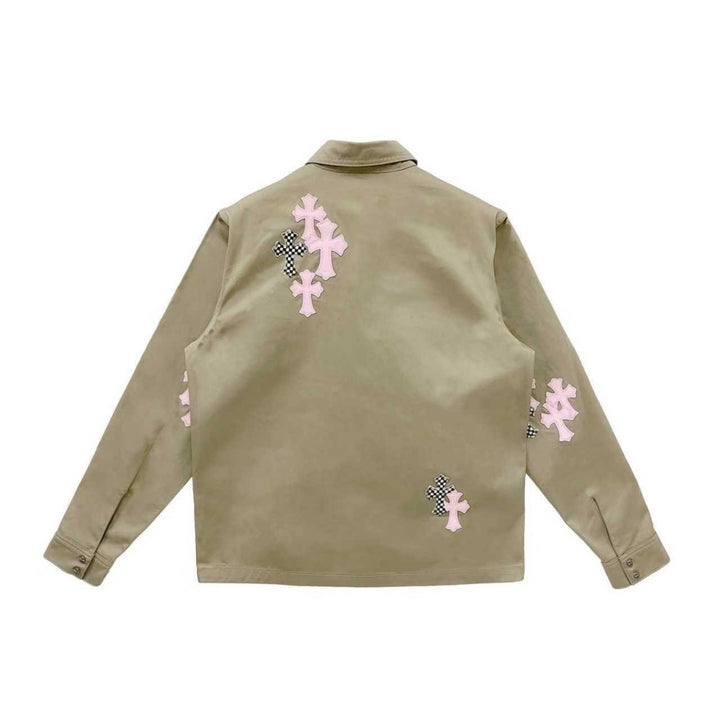 Chrome Hearts Work Dog Checkered&Pink Cross Patch Tan Jacket - SHENGLI ROAD MARKET