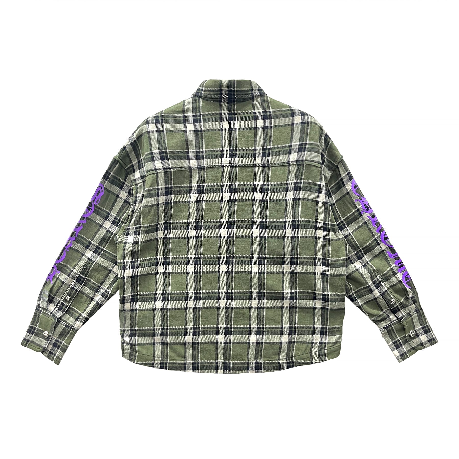 Chrome Hearts Work Dog Green Cropped Plaid Flannel Jacket - SRM