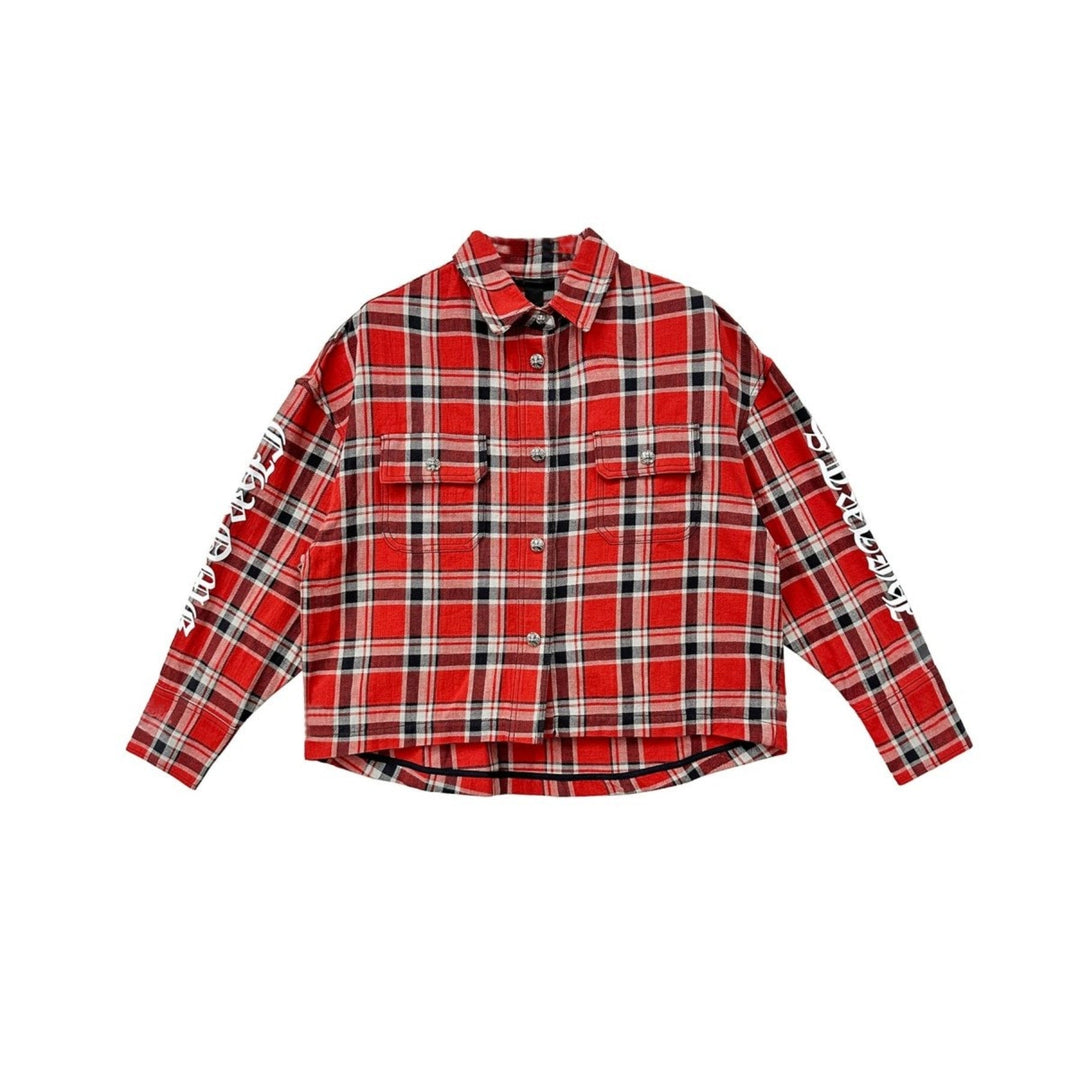 Chrome Hearts Work Dog Red Cropped Plaid shirt Jacket - SHENGLI ROAD MARKET