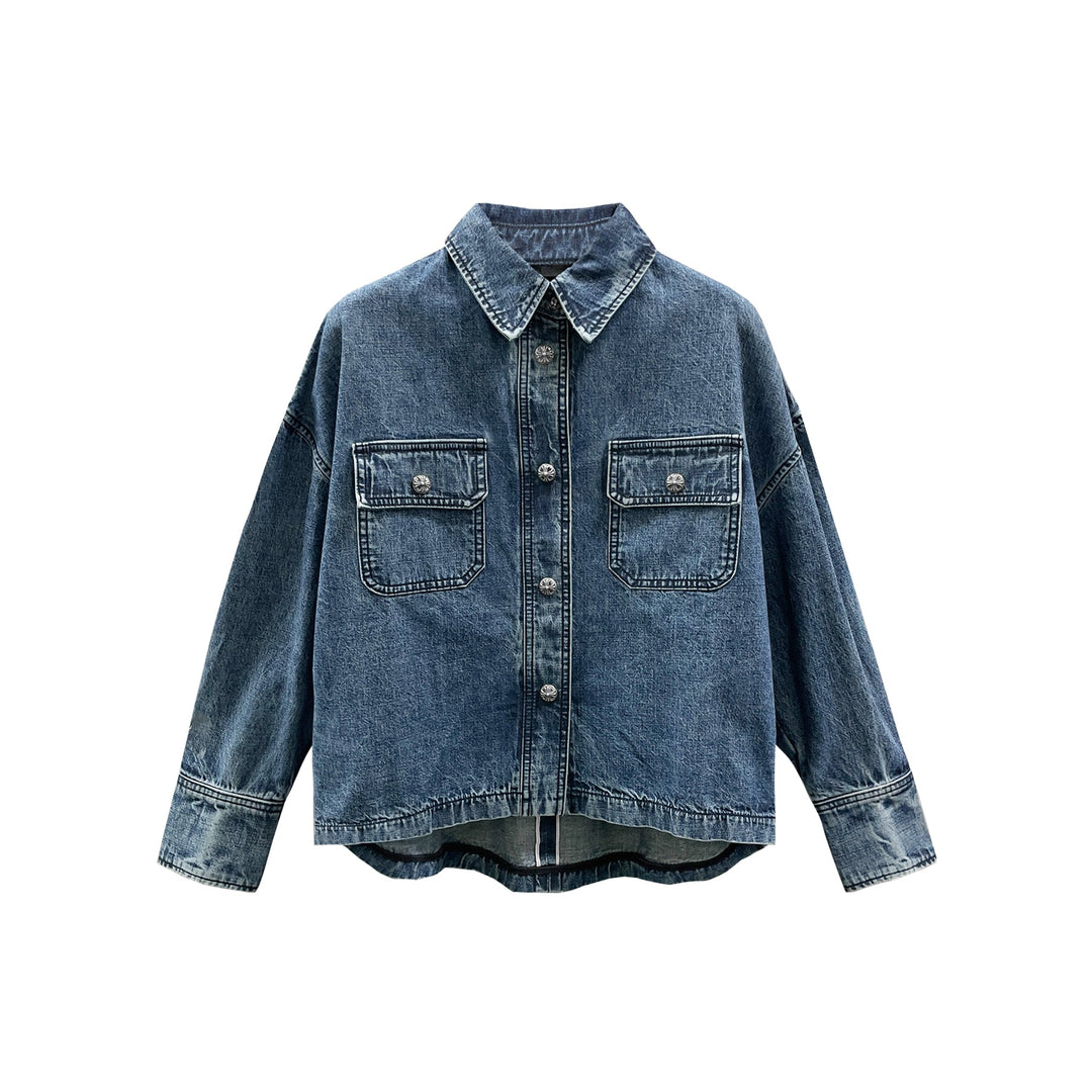 Chrome Hearts Work Dog Women's Cropped Denim Shirt Jacket - SHENGLI ROAD MARKET