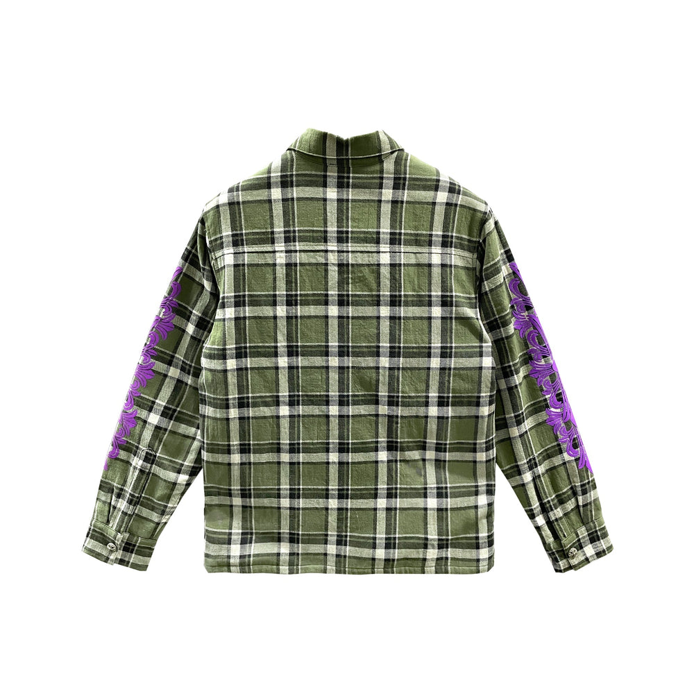 Chrome Hearts Workn Purple Floral Green Padded Flannel Shirt Jacket - SHENGLI ROAD MARKET