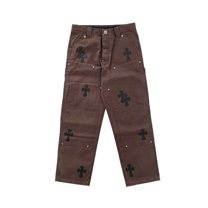 Chrome Hearts Workwear Khaki Black Cross Jeans - SHENGLI ROAD MARKET