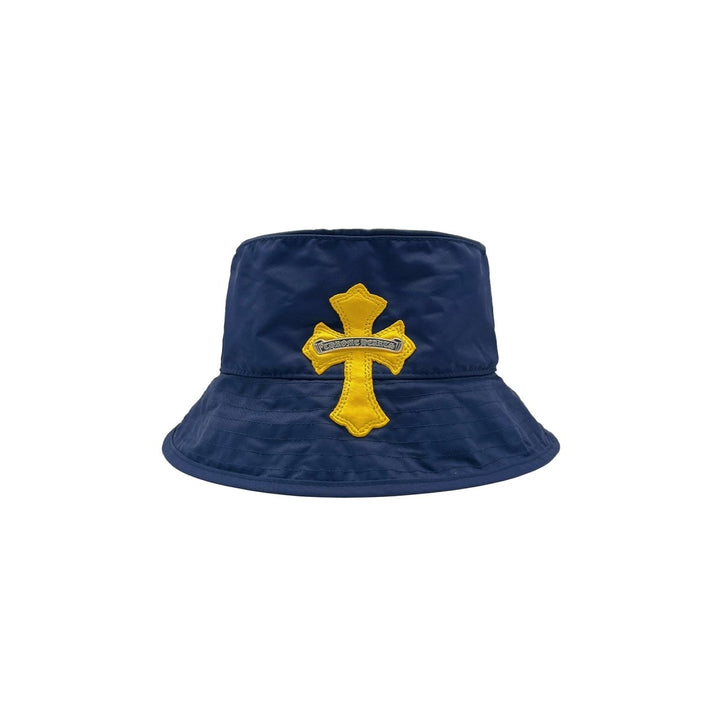 Chrome Hearts Yellow Cross Nylon Navy Blue Fisherman Hat - SHENGLI ROAD MARKET