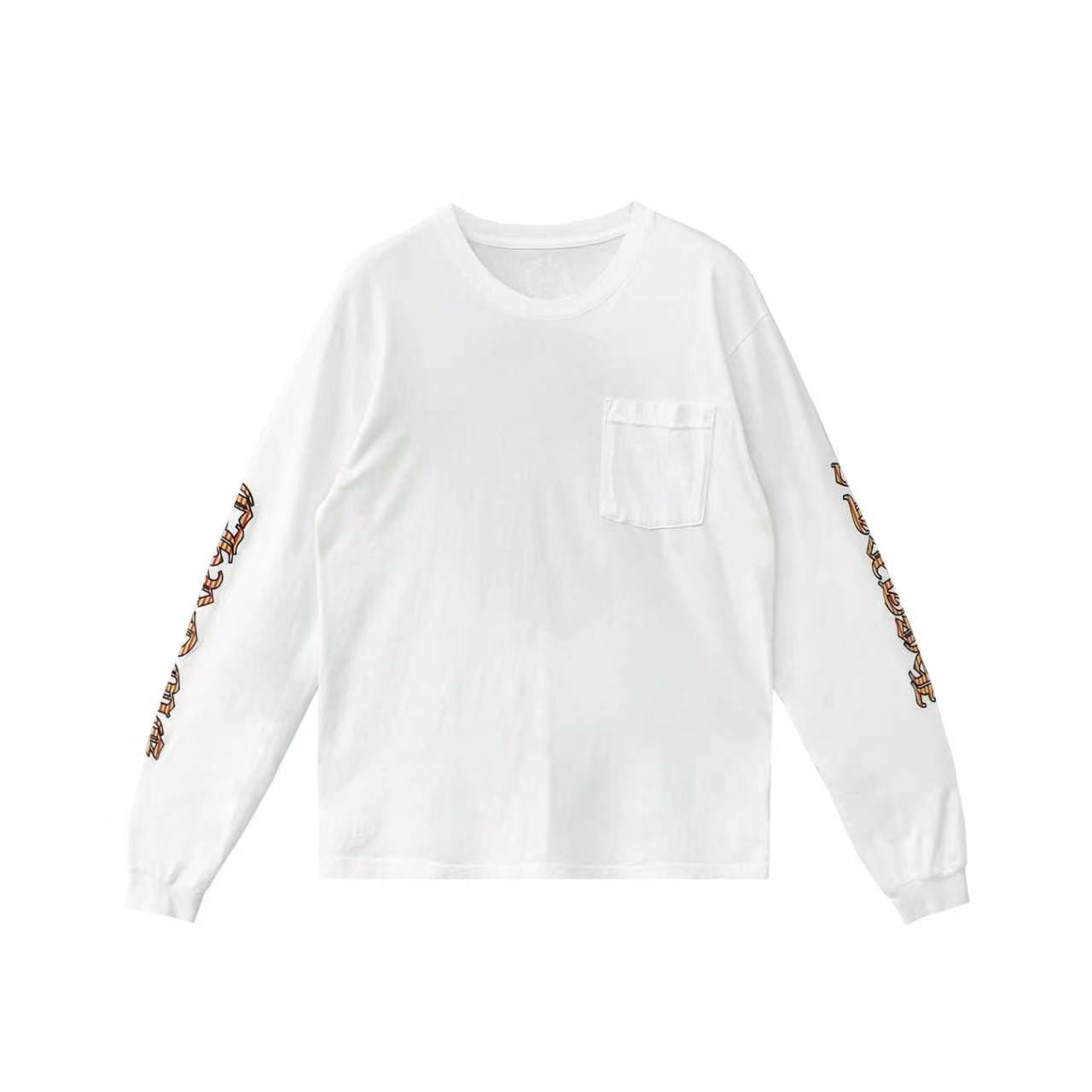 Chrome Hearts Yellow Dagger Script White Long Sleeve Tee - SRM