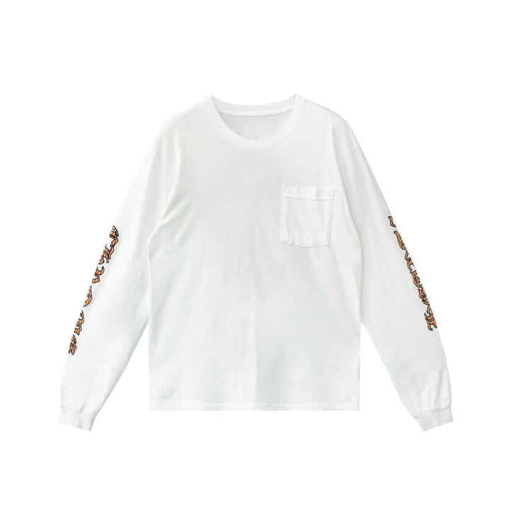 Chrome Hearts Yellow Dagger Script White Long Sleeve Tee - SHENGLI ROAD MARKET