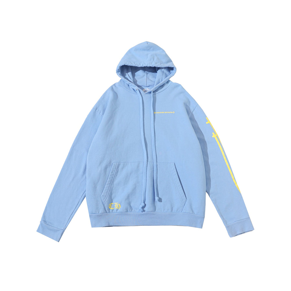 Chrome Hearts Yellow Horseshoe Blue Pullover Hoodie - SHENGLI ROAD MARKET