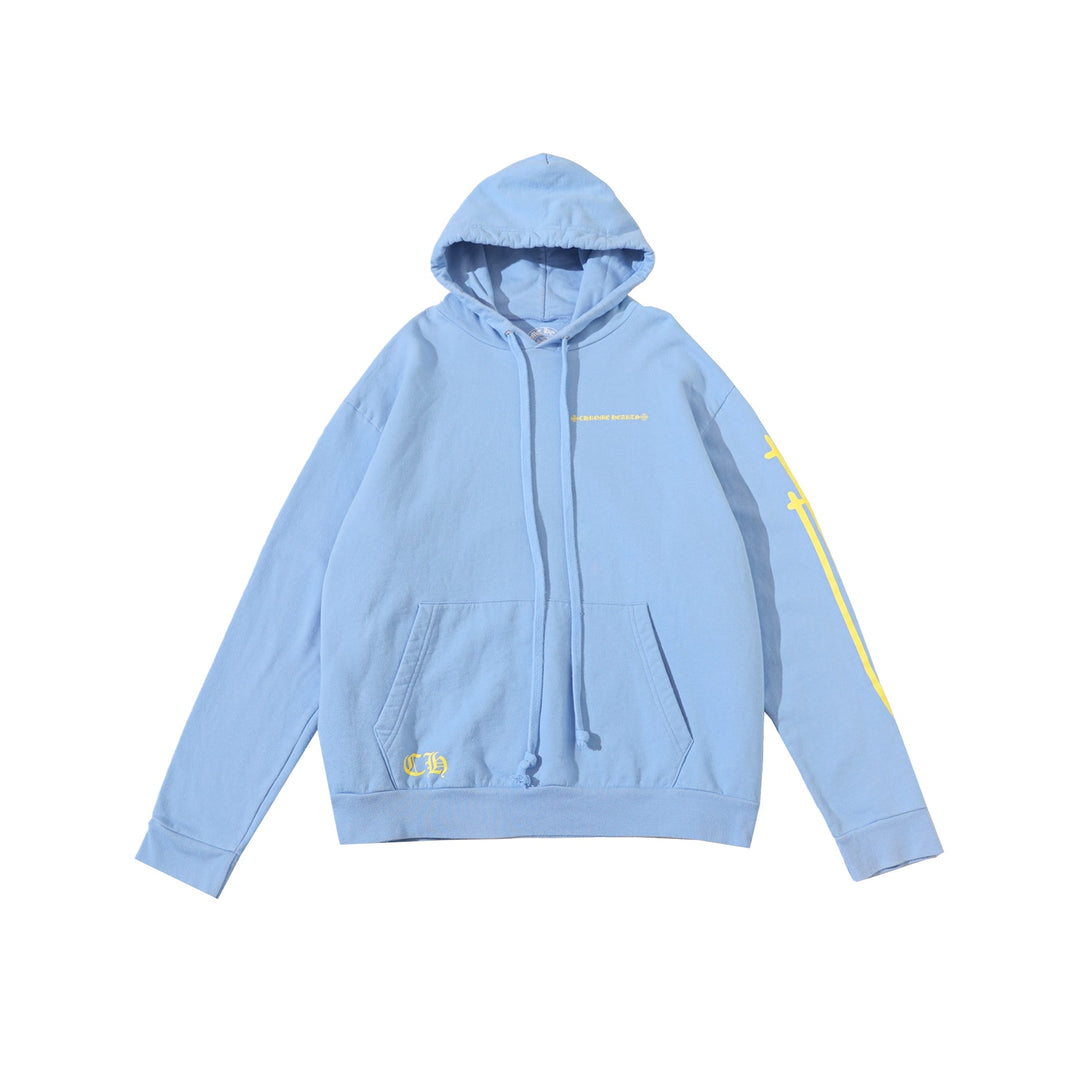 Chrome Hearts Yellow Horseshoe Blue Pullover Hoodie - SHENGLI ROAD MARKET