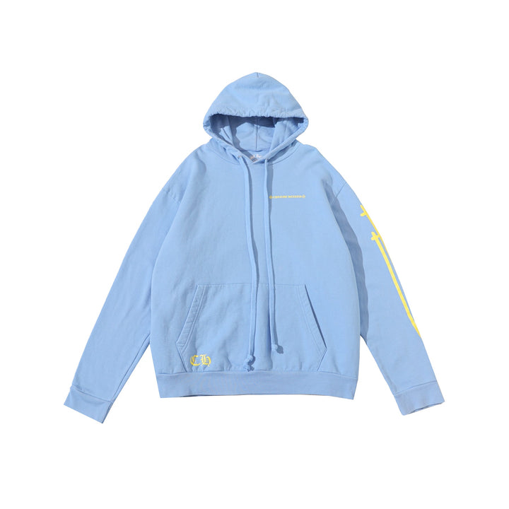 Chrome Hearts Yellow Horseshoe Blue Pullover Hoodie - SHENGLI ROAD MARKET