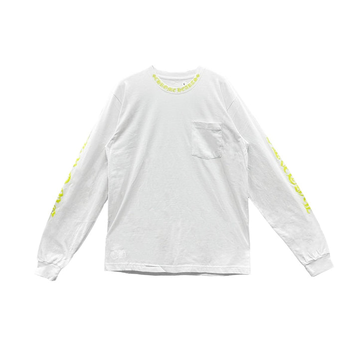 Chrome Hearts Yellow Neck Script Logo Long Sleeve Tee - SHENGLI ROAD MARKET