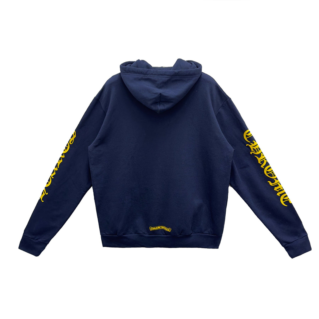 Chrome Hearts Yellow Script Sleeve Navy Hoodie - SHENGLI ROAD MARKET