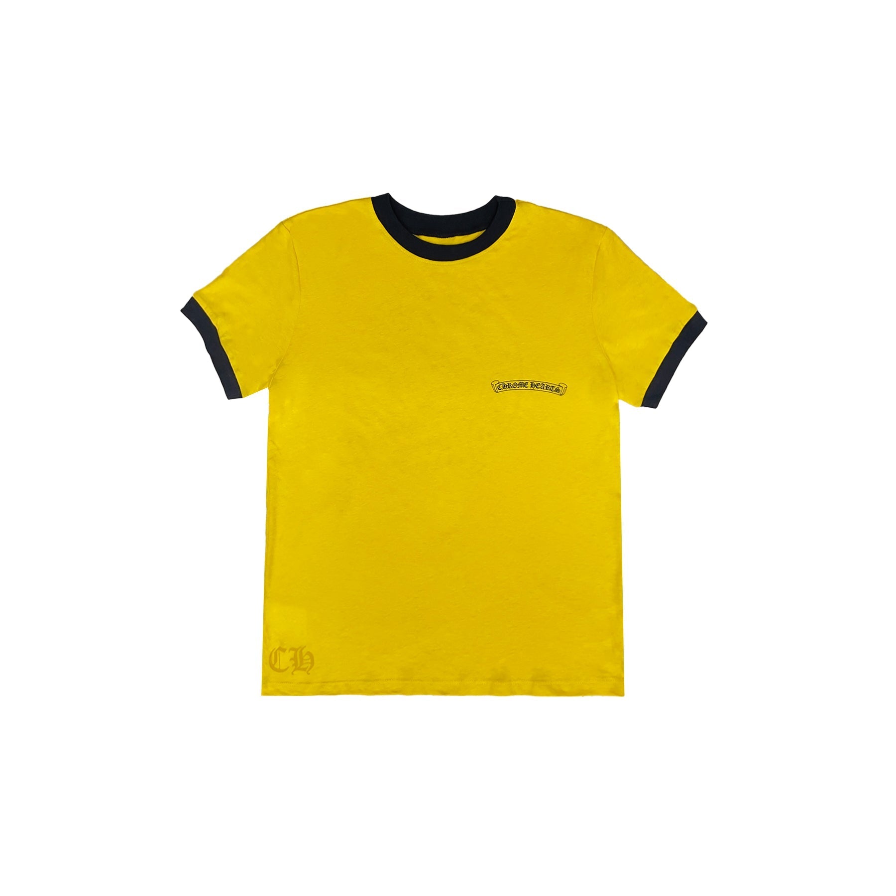 CHROME HEARTS イエロー Tシャツ Chrome Hearts Yellow＆Blue Horseshoe Logo Short Sleeve Tee - SRM