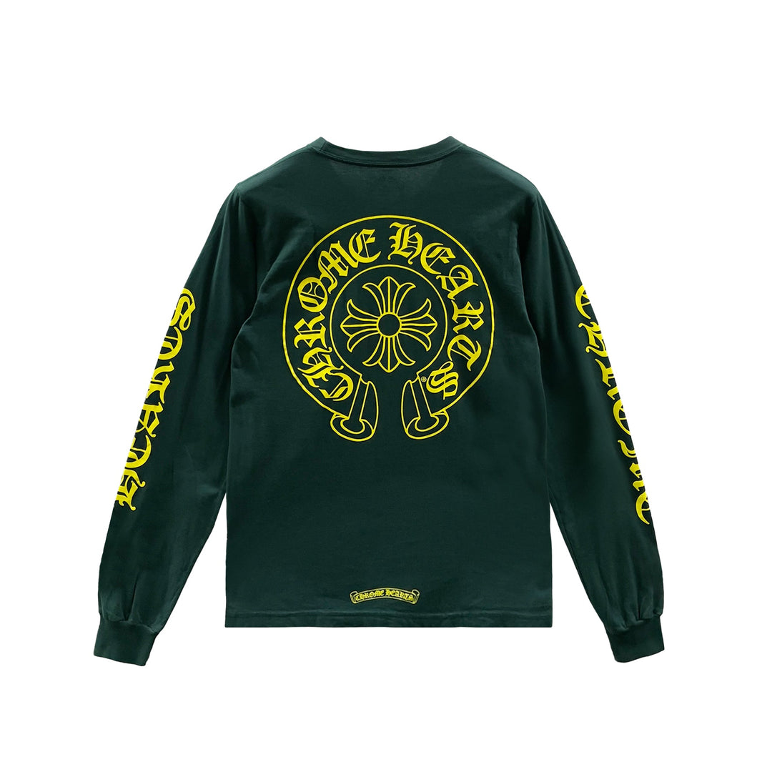 Chrome Hearts Yellow&Green Horseshoe Long Sleeve Tee - SHENGLI ROAD MARKET