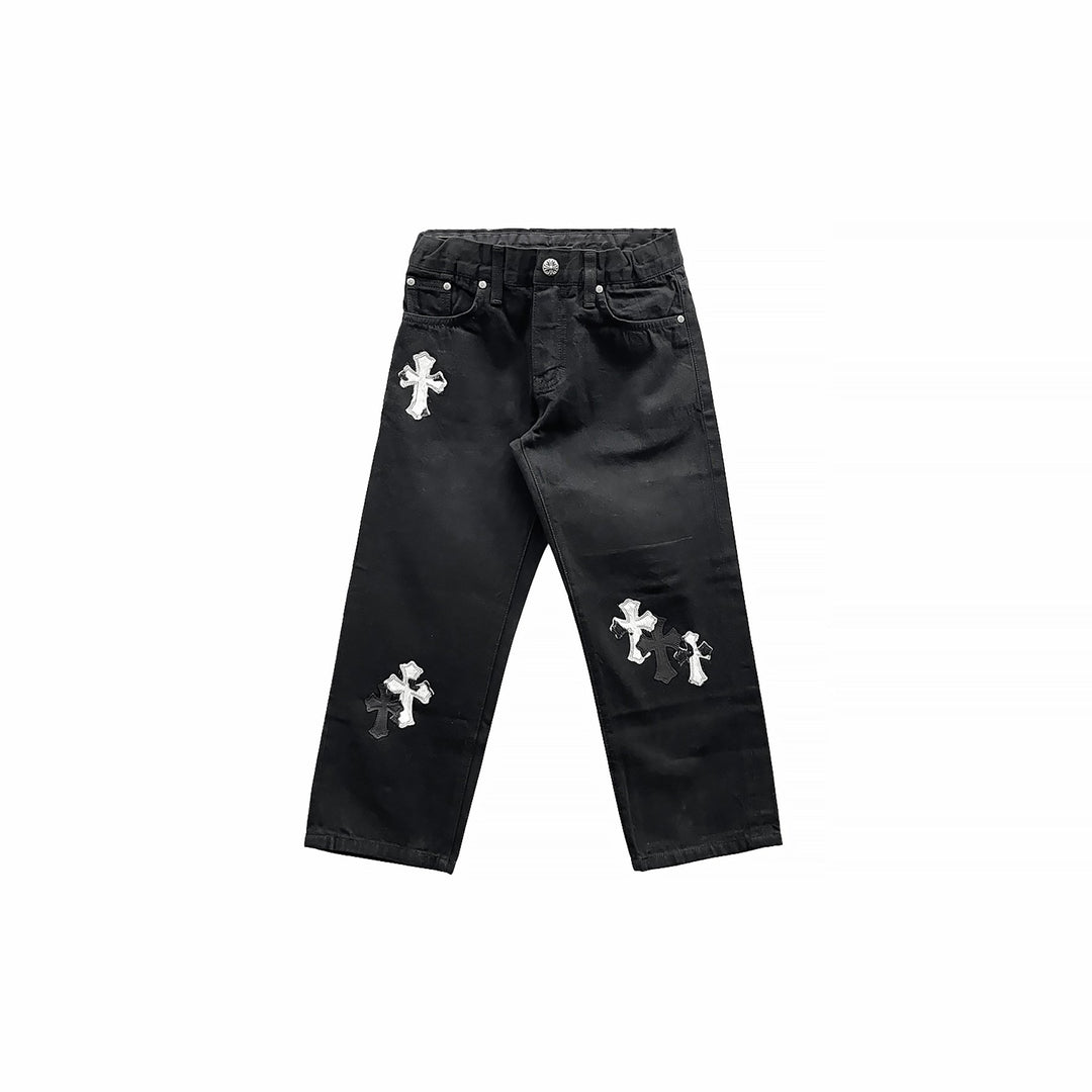 Chrome Hearts Zebra Cross Patch Jeans For Kids - SHENGLI ROAD MARKET