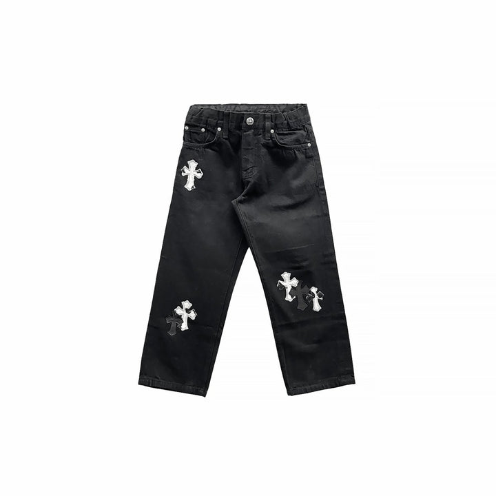 Chrome Hearts Zebra Cross Patch Jeans For Kids - SHENGLI ROAD MARKET