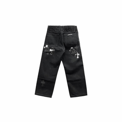 Chrome Hearts Zebra Cross Patch Jeans For Kids - SHENGLI ROAD MARKET