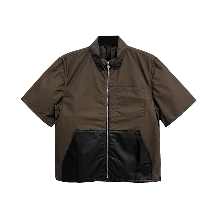 Chrome Hearts Zip Nylon Leather Patchwork Brown Shirt Jacket - SHENGLI ROAD MARKET