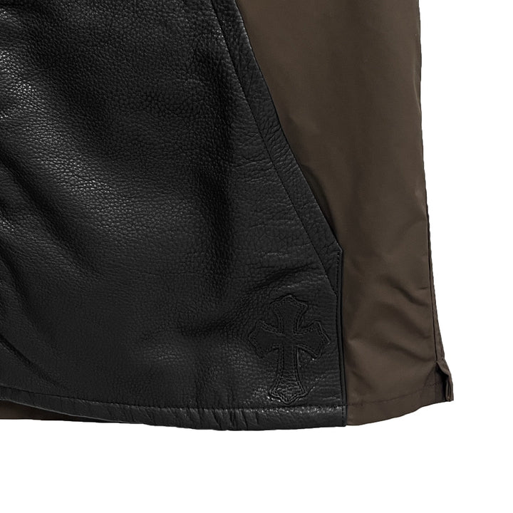 Chrome Hearts Zip Nylon Leather Patchwork Brown Shirt Jacket - SHENGLI ROAD MARKET