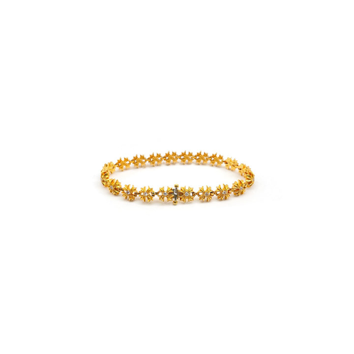 Chrome Hearts 22K Gold Diamond Maltese Cross Link Bracelet