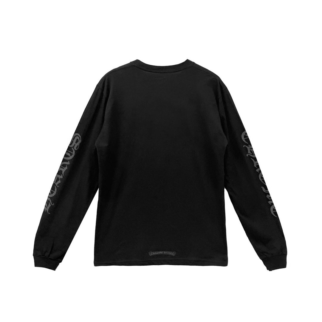 Chrome Hearts Black Letter Collar Long Sleeve T-Shirt Tee