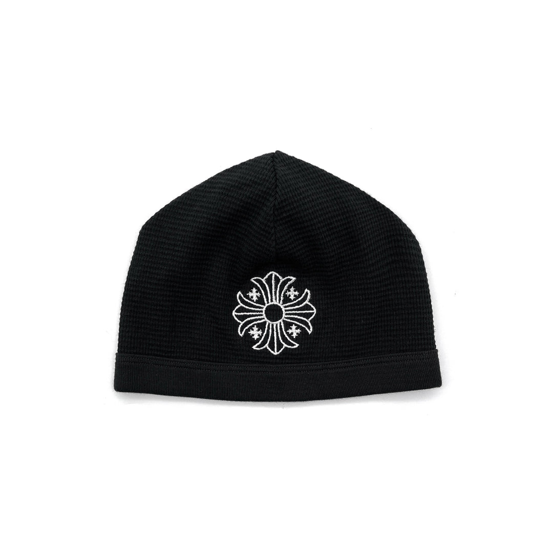Chrome Hearts Cross Embroidered Waffle Thermal Black Beanie