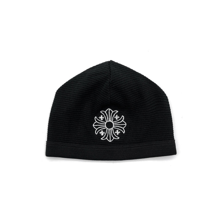 Chrome Hearts Cross Embroidered Waffle Thermal Black Beanie