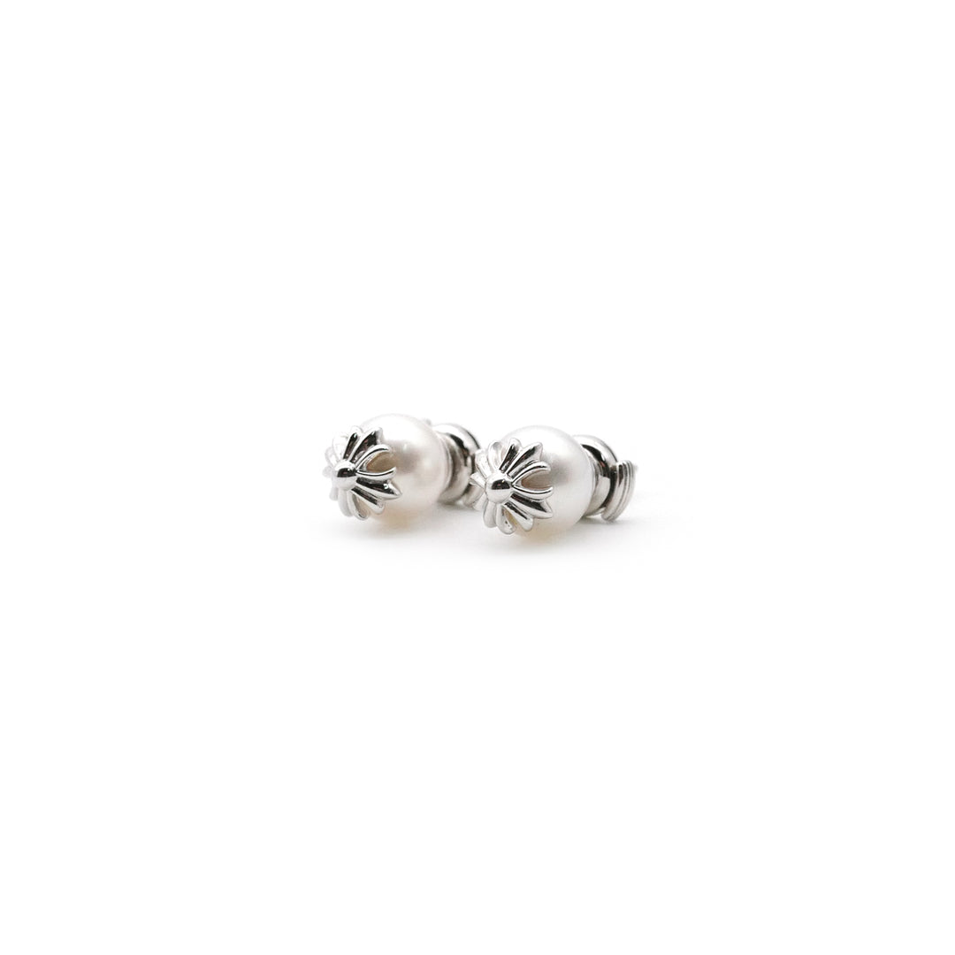 Chrome Hearts 18K White Gold Mikimoto Pearl Earring Stud