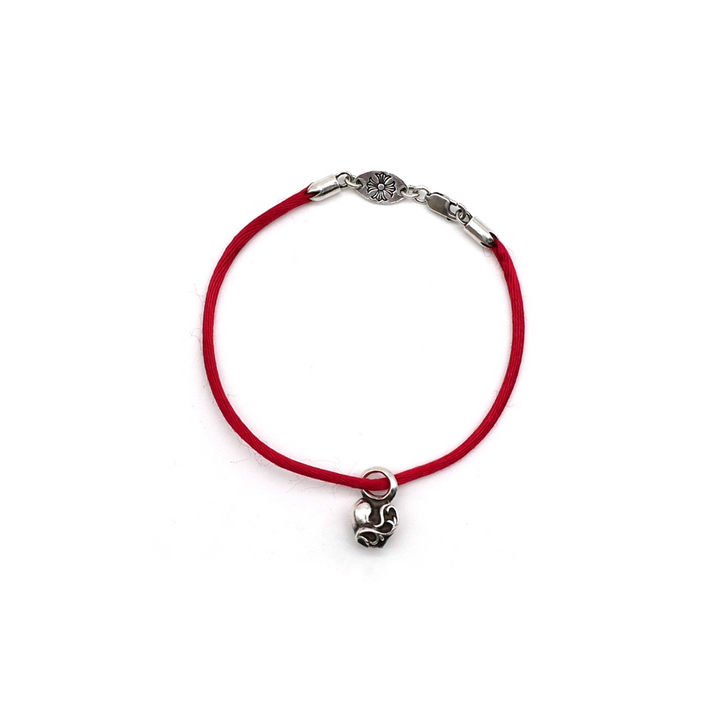 Chrome Hearts Silver Heart Vine Pendant Red String Bracelet