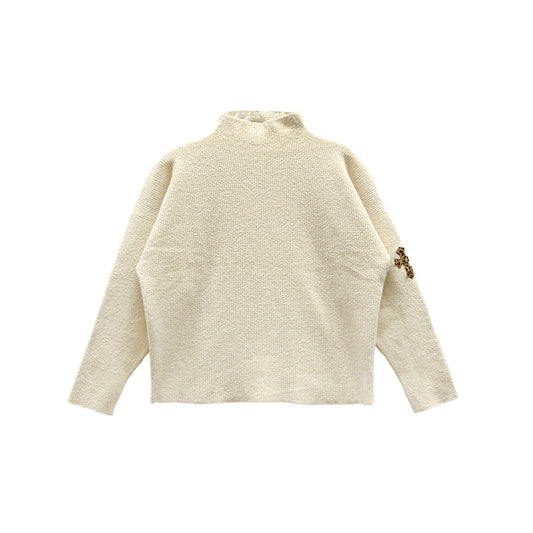 Chrome Hearts Knitted Cream Cheetah Patch Sweater