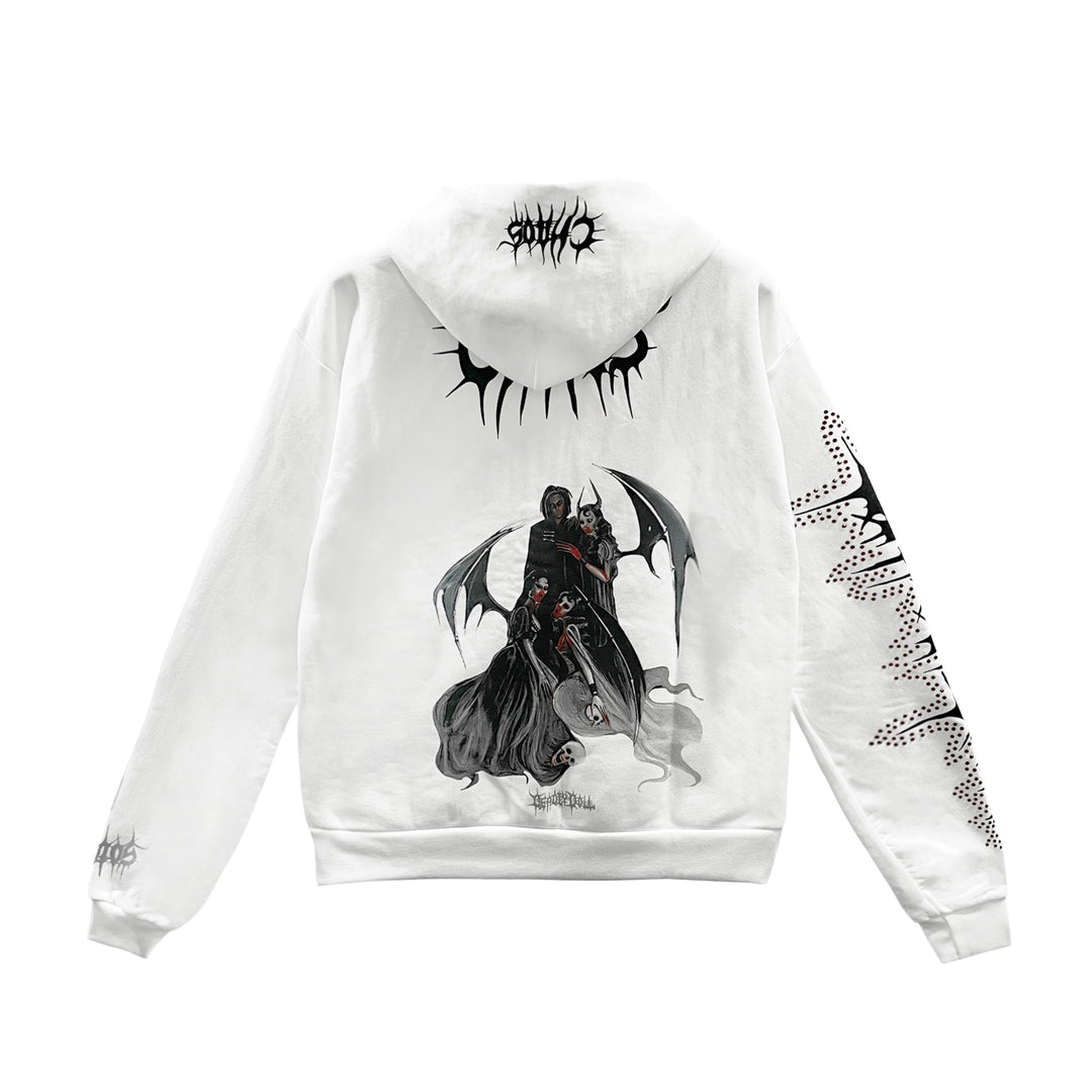 Deadly Doll Chaos White ZipUp Hoodie - SHENGLI ROAD MARKET