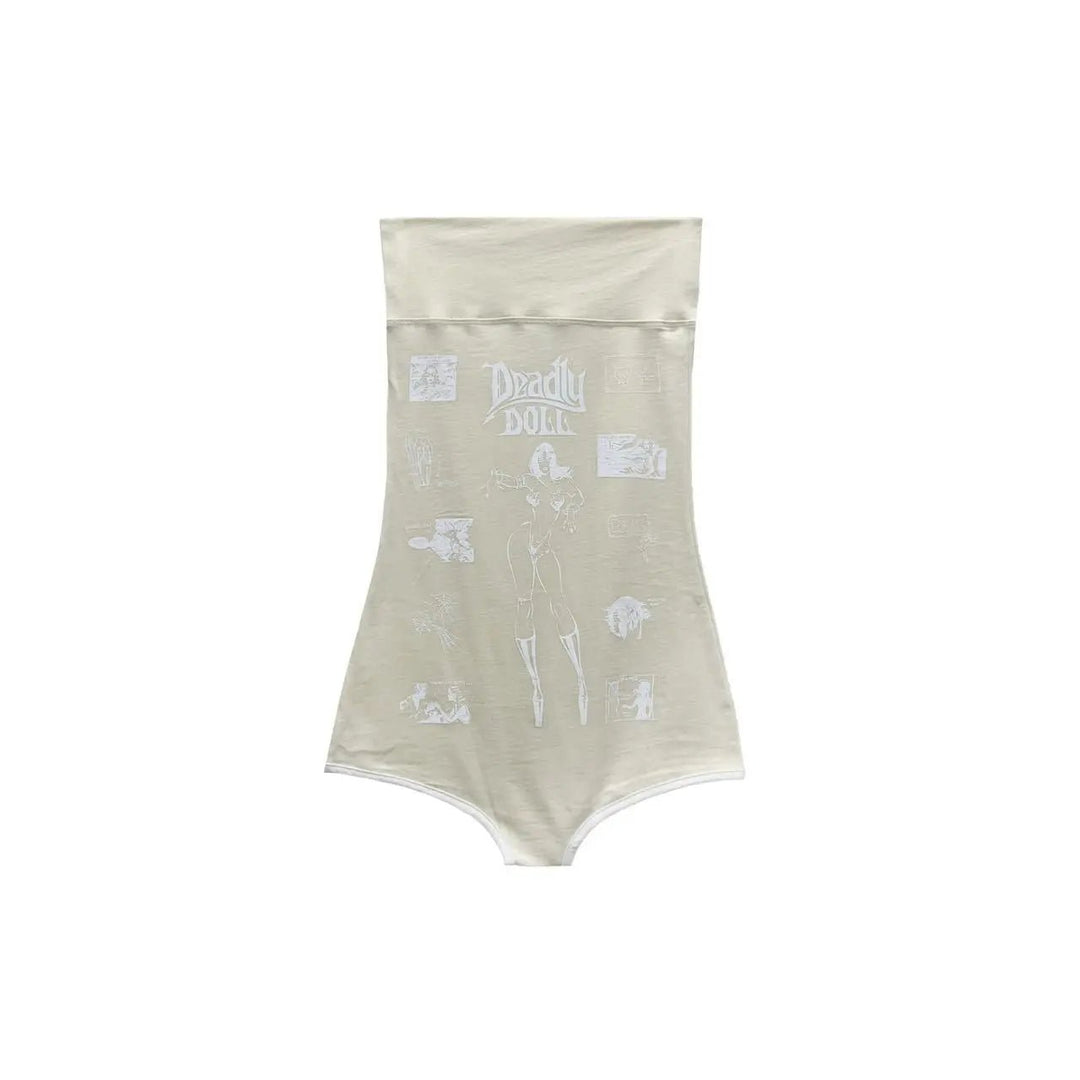 Deadly Doll Comic Graphic Tube Top White Bodysuit - SHENGLI ROAD MARKET