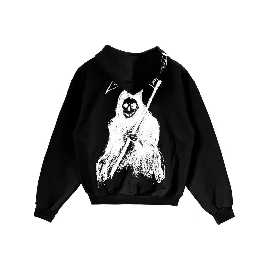 Deadly Doll Grim Reaper Zip Up Hoodie - SHENGLI ROAD MARKET