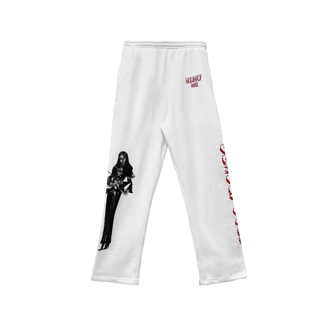 Deadly Doll JJ Fetish White Sweatpants - SHENGLI ROAD MARKET