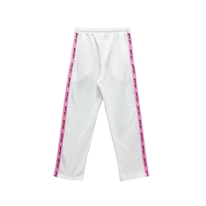 Deadly Doll Pink Side Stripe White Sweatpants - SHENGLI ROAD MARKET
