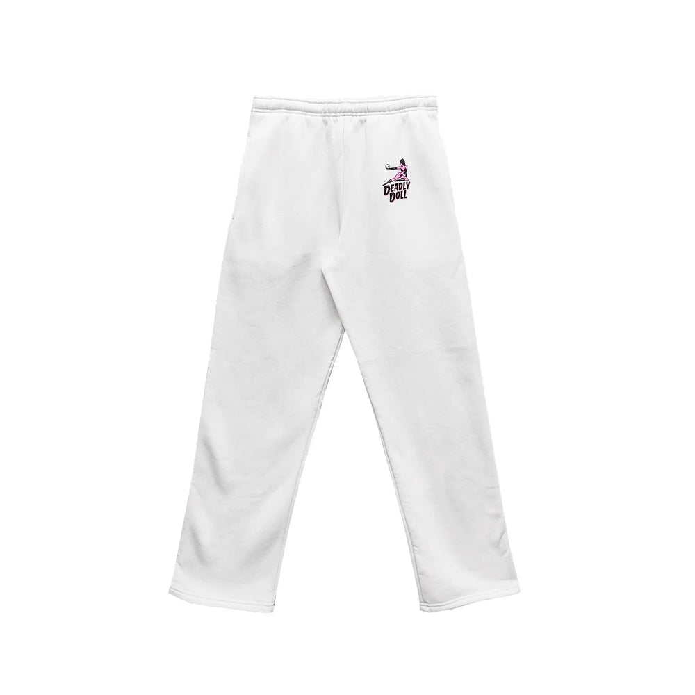 Deadly Doll Pink Side Stripe White Sweatpants - SHENGLI ROAD MARKET